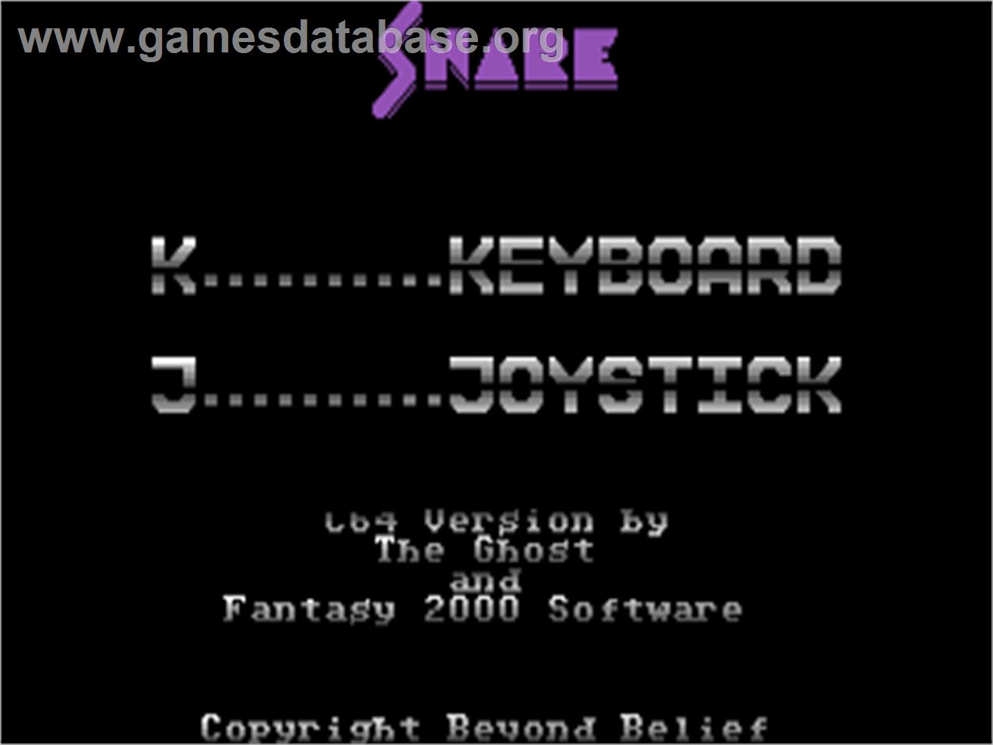 Snare (Thalamus) - Commodore 64 - Artwork - Title Screen