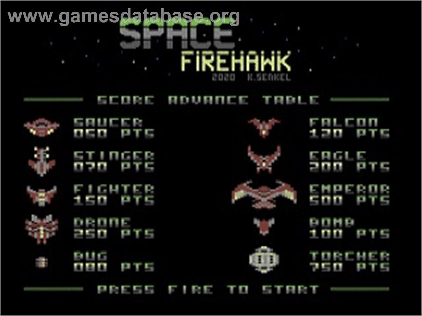 Space Firehawk - Commodore 64 - Artwork - Title Screen