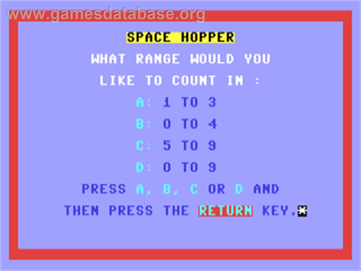 Space Hopper - Commodore 64 - Artwork - Title Screen