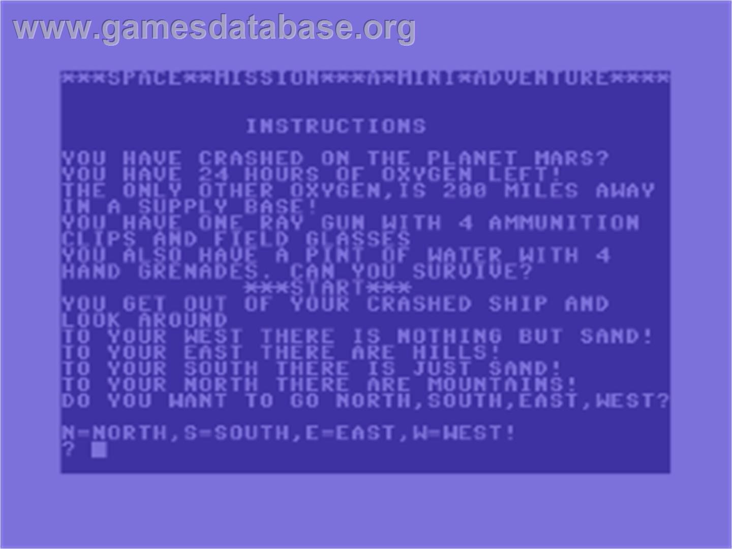Space Mission (Cascade Games) - Commodore 64 - Artwork - Title Screen
