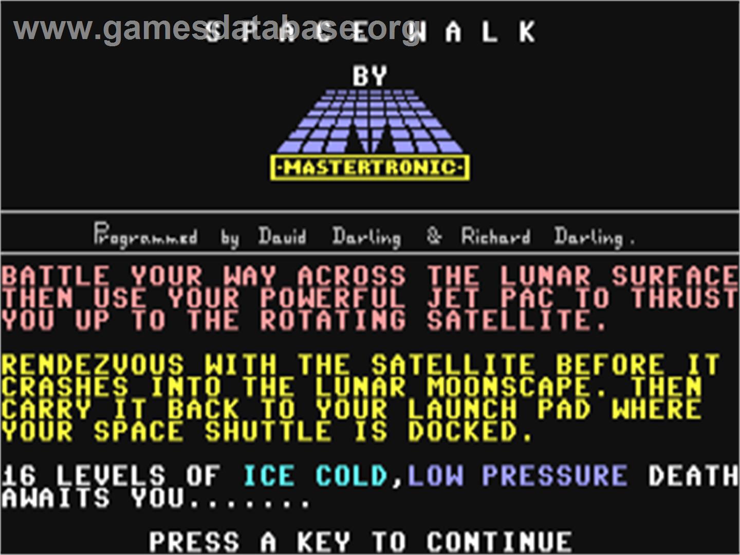 Space Walk (Caesar Software) - Commodore 64 - Artwork - Title Screen