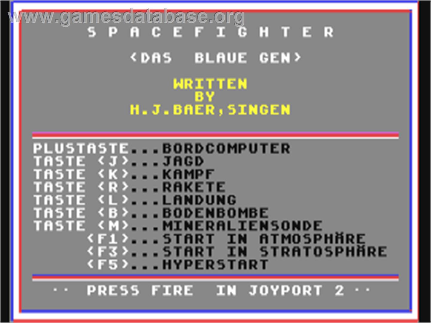 Spacefighter - Commodore 64 - Artwork - Title Screen