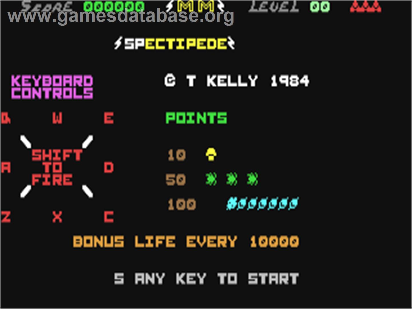 Spectipede - Commodore 64 - Artwork - Title Screen