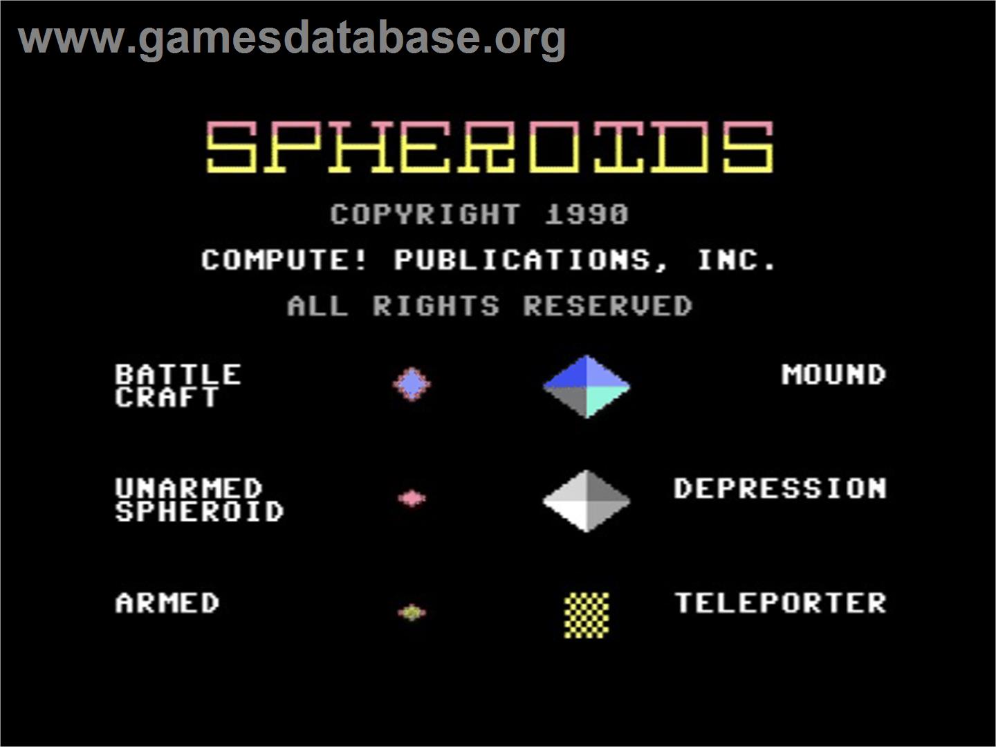 Spheroids - Commodore 64 - Artwork - Title Screen
