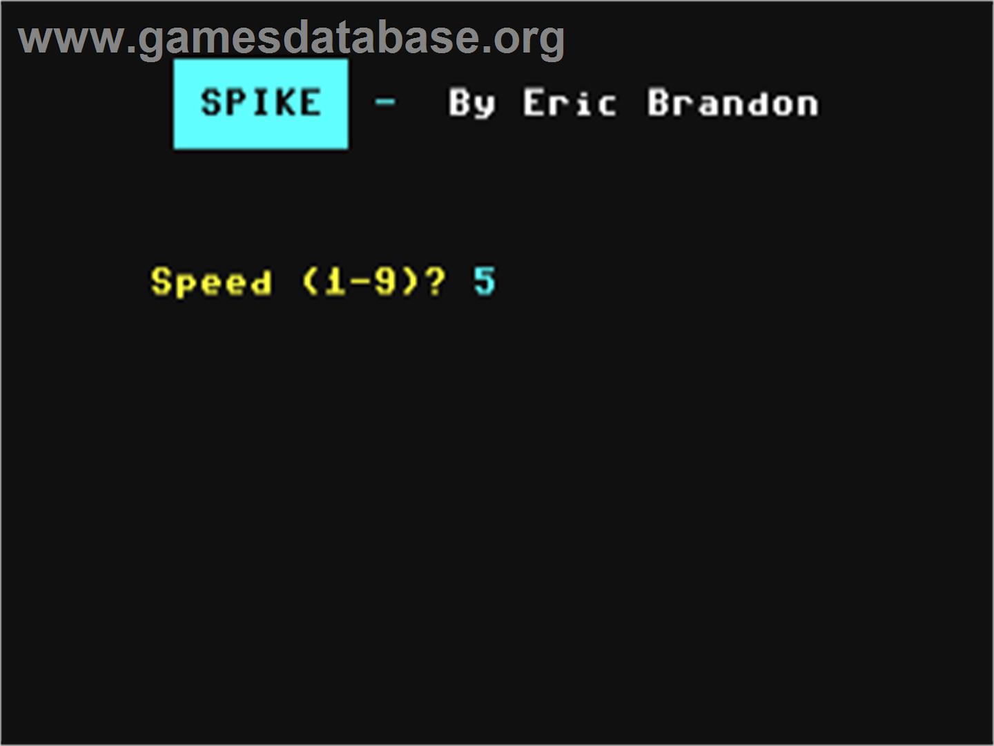 Spike (Werner Soft) - Commodore 64 - Artwork - Title Screen