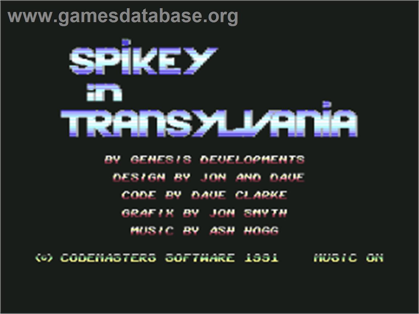 Spike in Transilvania - Commodore 64 - Artwork - Title Screen