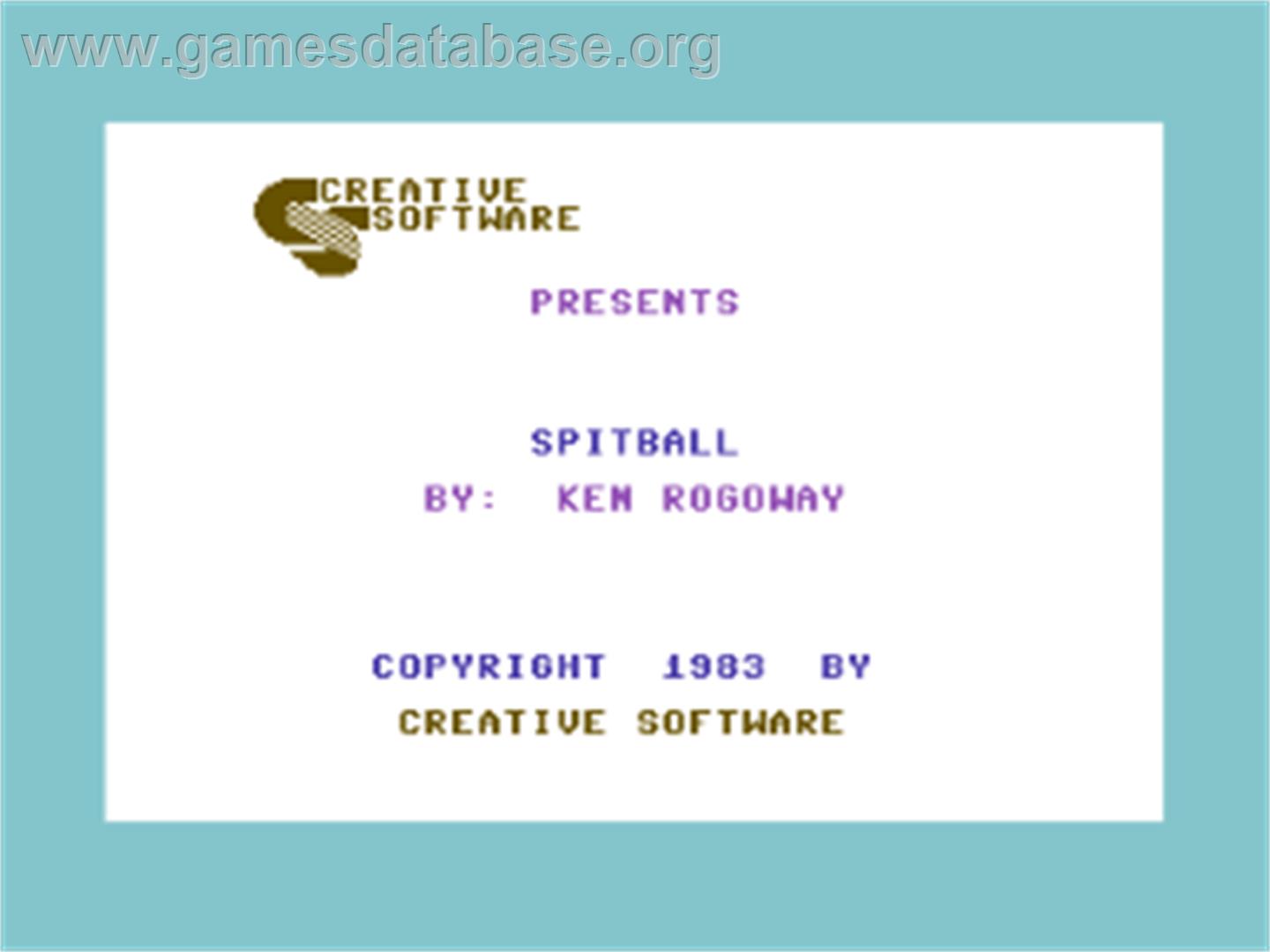 Spitball - Commodore 64 - Artwork - Title Screen