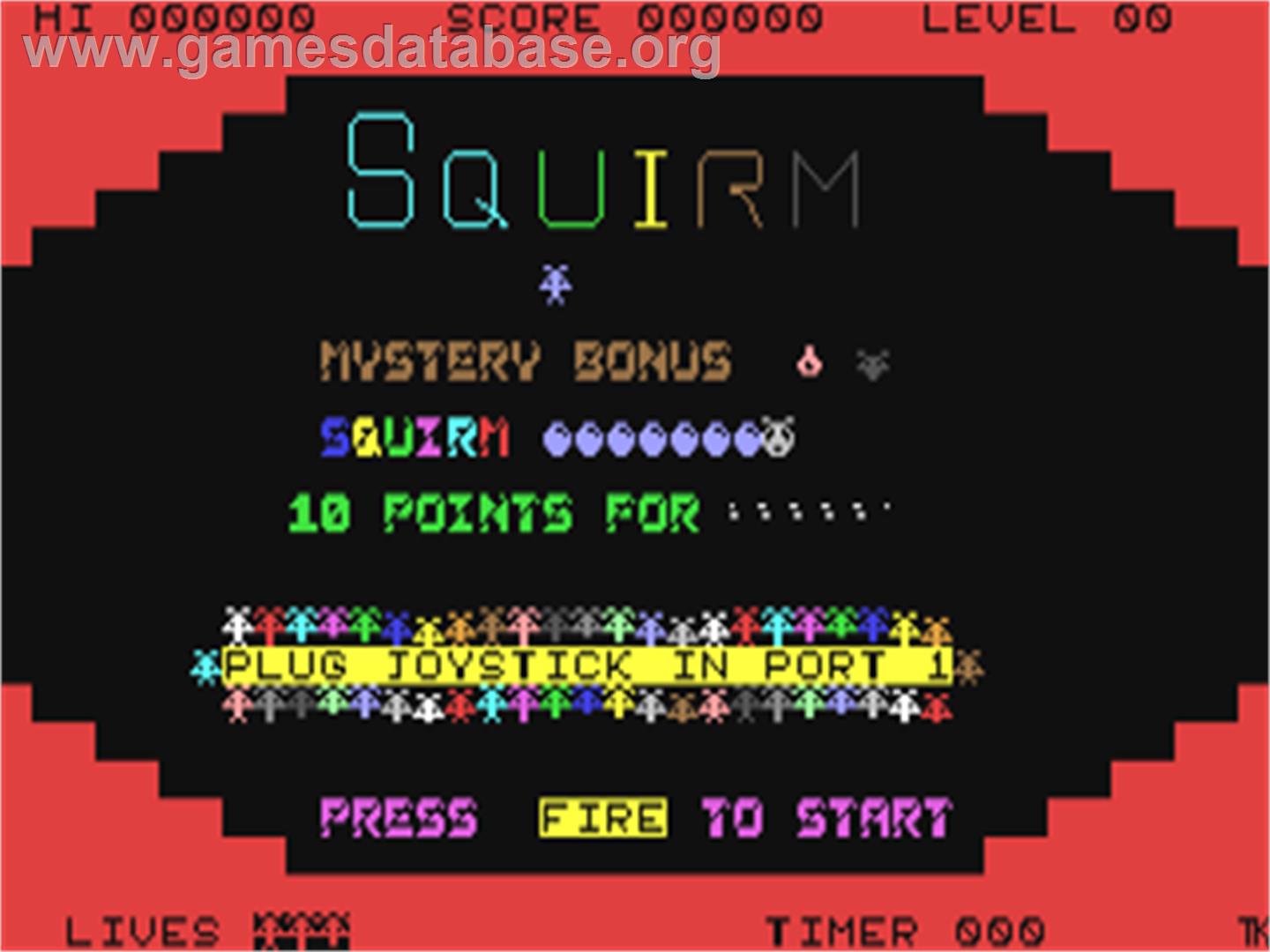 Squirm - Commodore 64 - Artwork - Title Screen