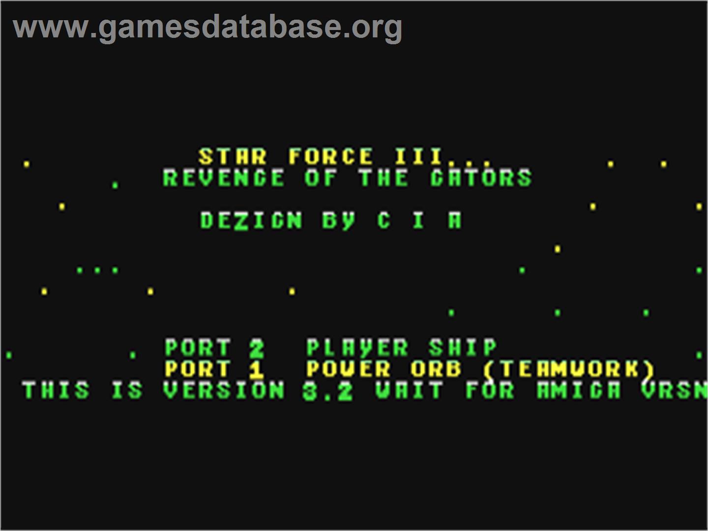 Star Force 3 - Revenge Of The Gators - Commodore 64 - Artwork - Title Screen