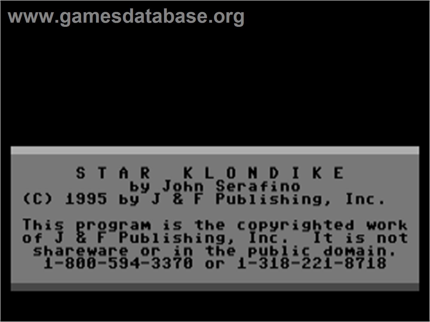 Star Klondike - Commodore 64 - Artwork - Title Screen