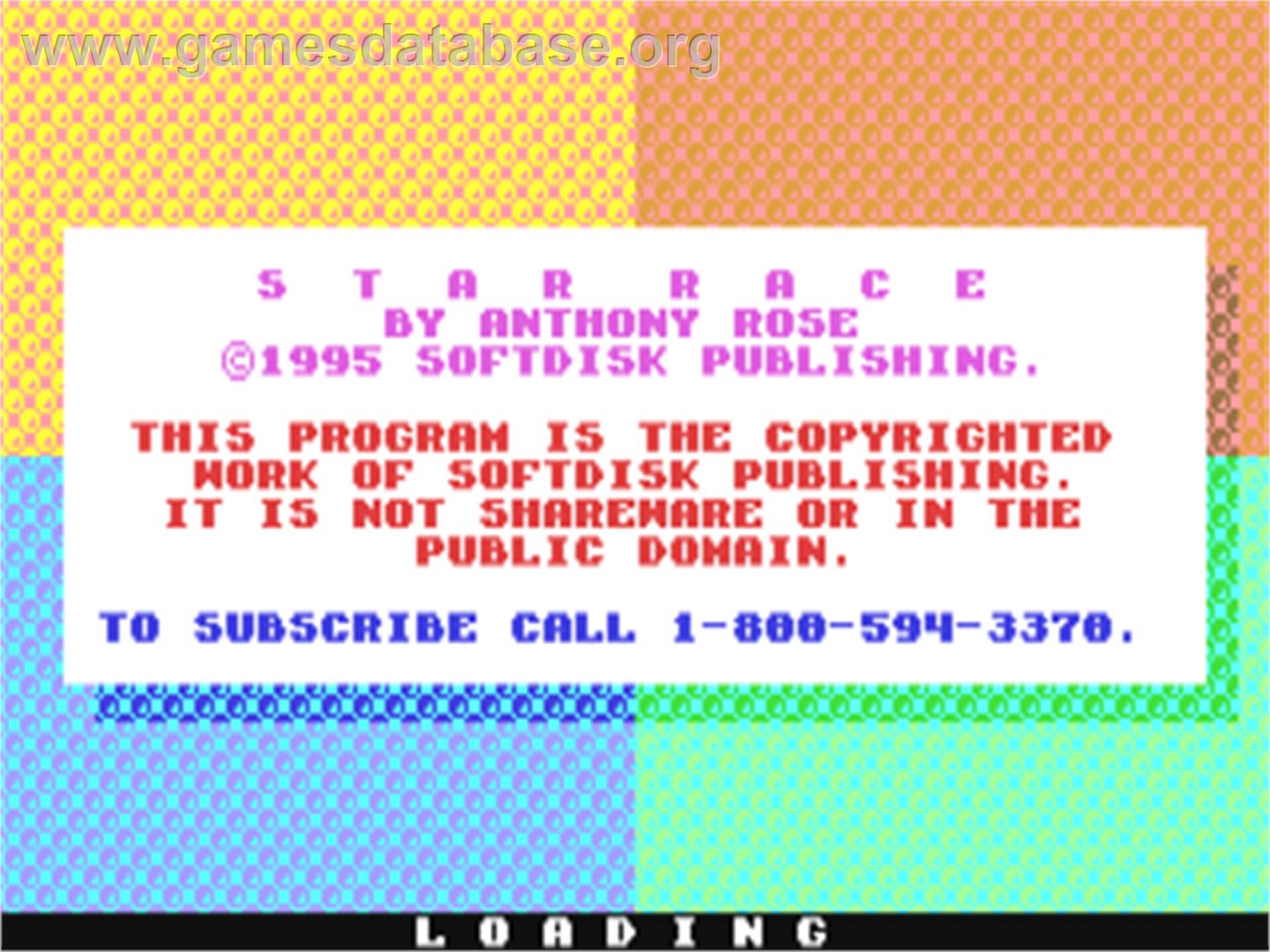 Star Race (Mastertronic) - Commodore 64 - Artwork - Title Screen