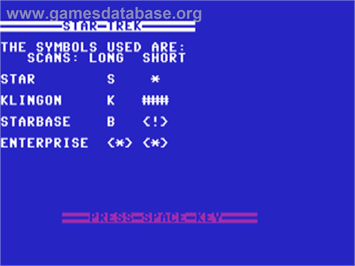Star Trek (Terry L. Flynn) - Commodore 64 - Artwork - Title Screen
