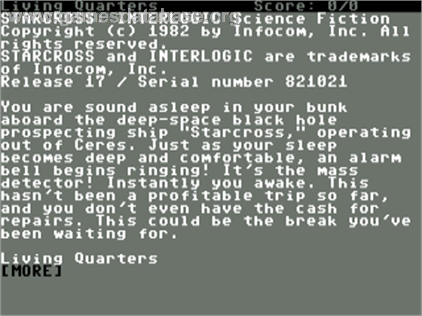 Starcross - Commodore 64 - Artwork - Title Screen