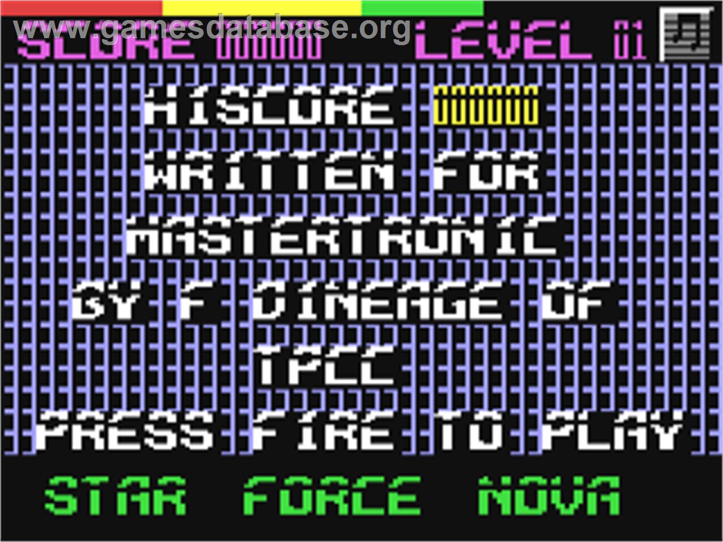 Starforce Nova - Commodore 64 - Artwork - Title Screen