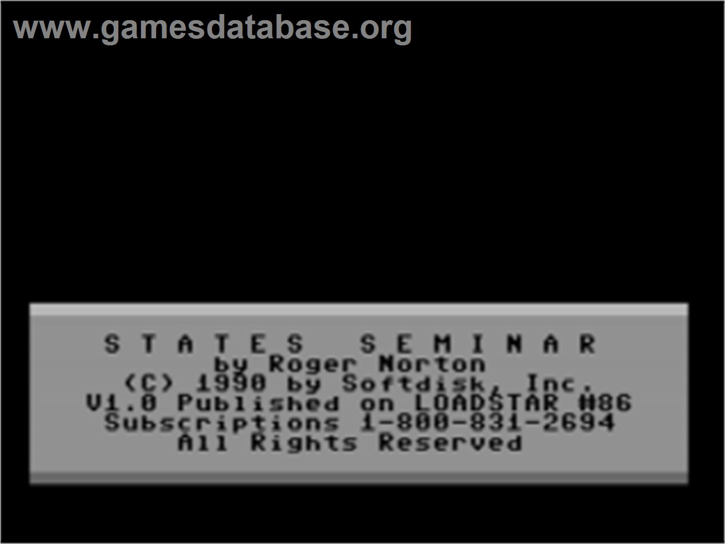States Seminar - Commodore 64 - Artwork - Title Screen