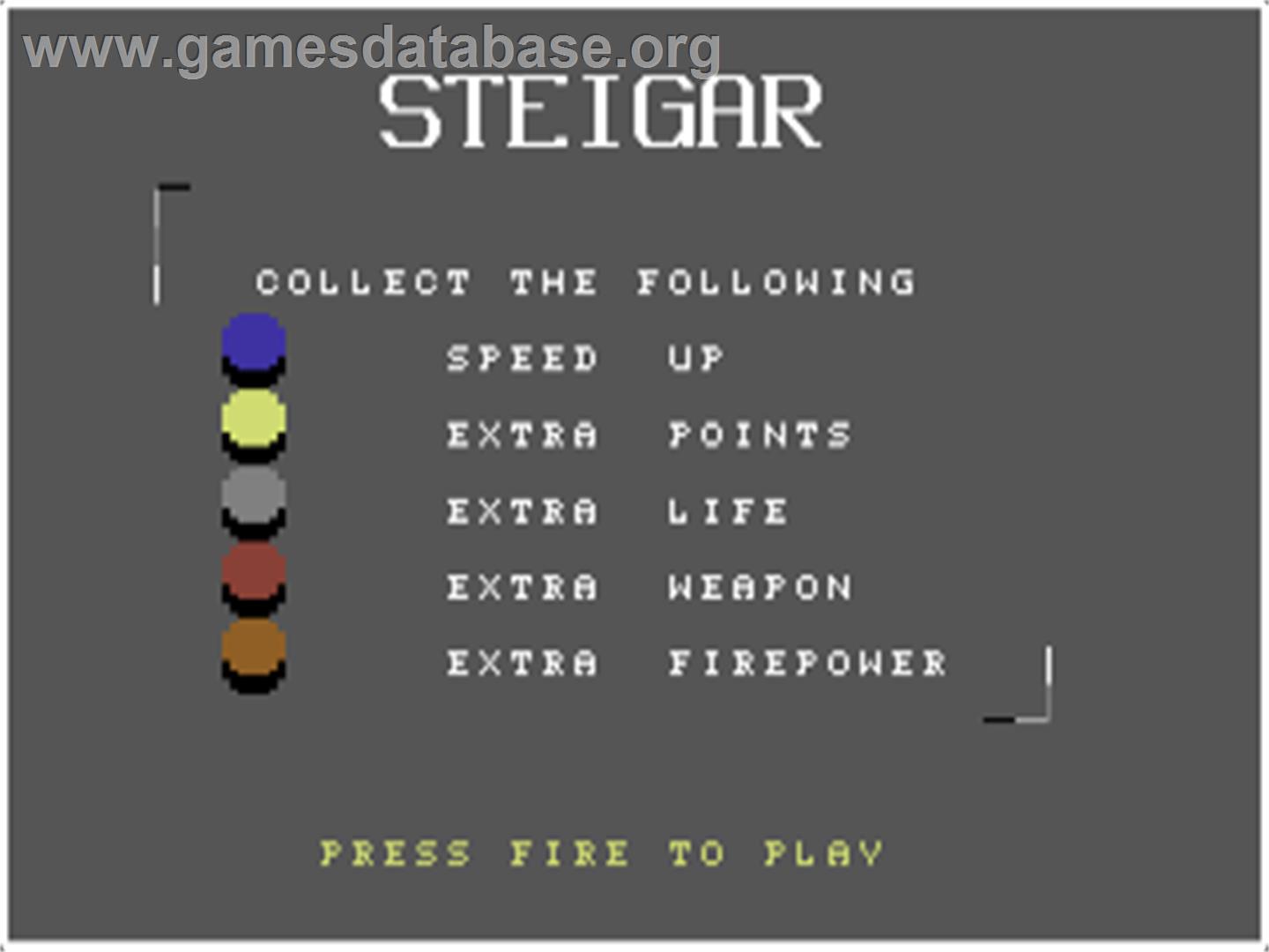 Steigar - Commodore 64 - Artwork - Title Screen