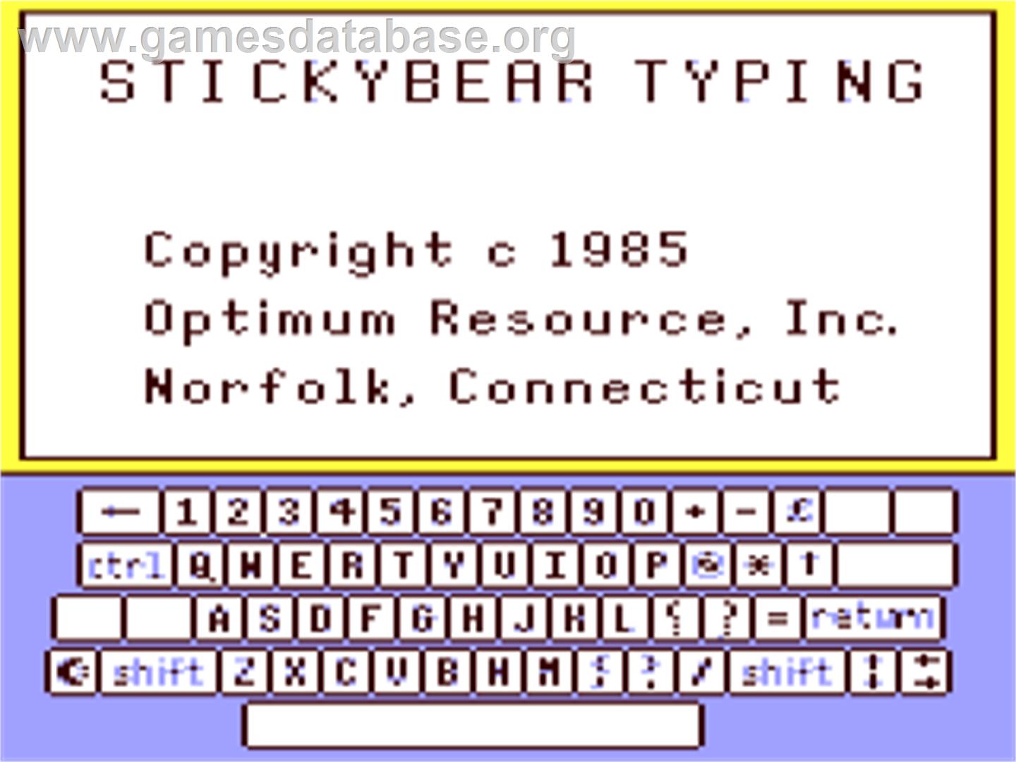 Stickybear Typing - Commodore 64 - Artwork - Title Screen