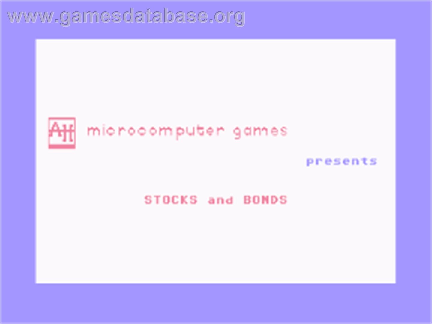 Stocks and Bonds - Commodore 64 - Artwork - Title Screen