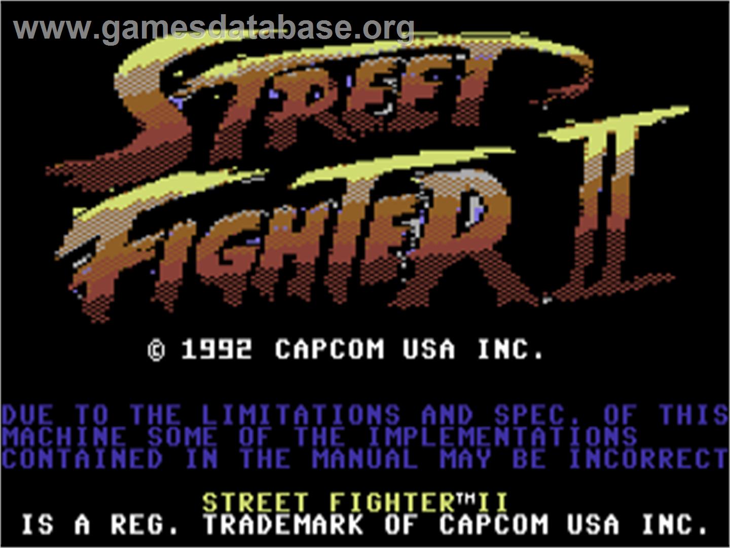 Street Fighter 2 - Commodore 64 - Artwork - Title Screen