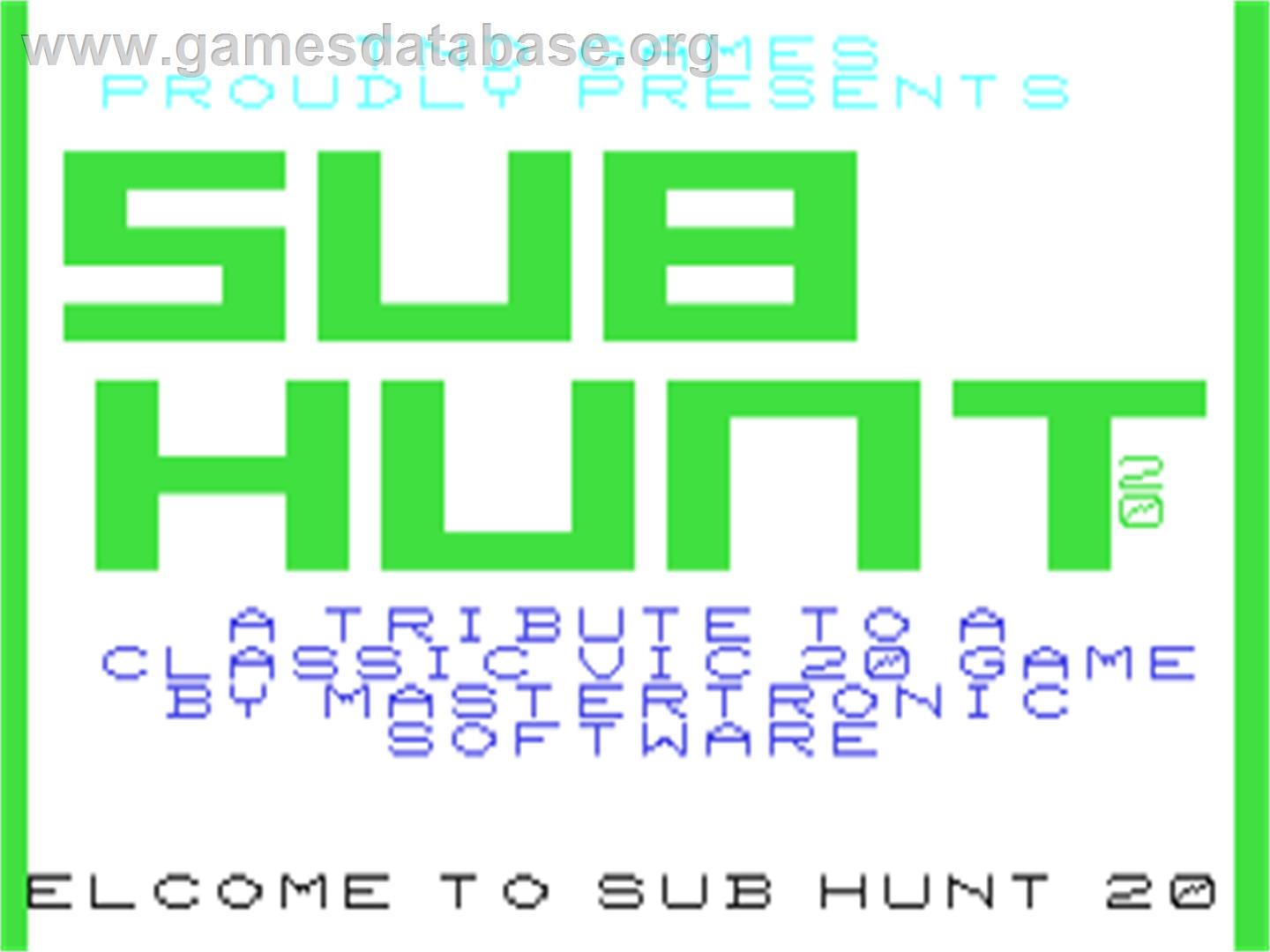 Sub Hunt 20 - Commodore 64 - Artwork - Title Screen