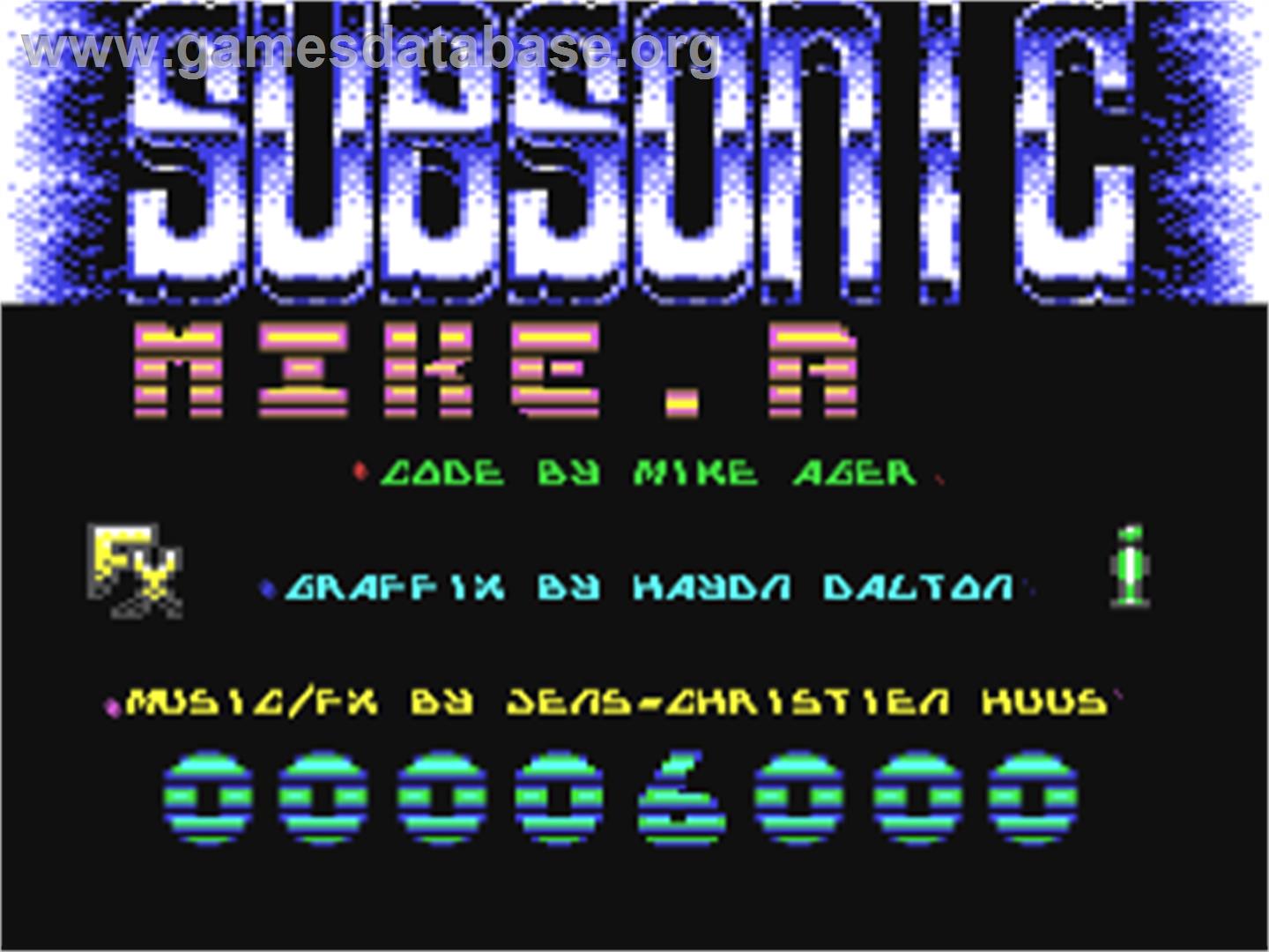 Subsonic - Commodore 64 - Artwork - Title Screen