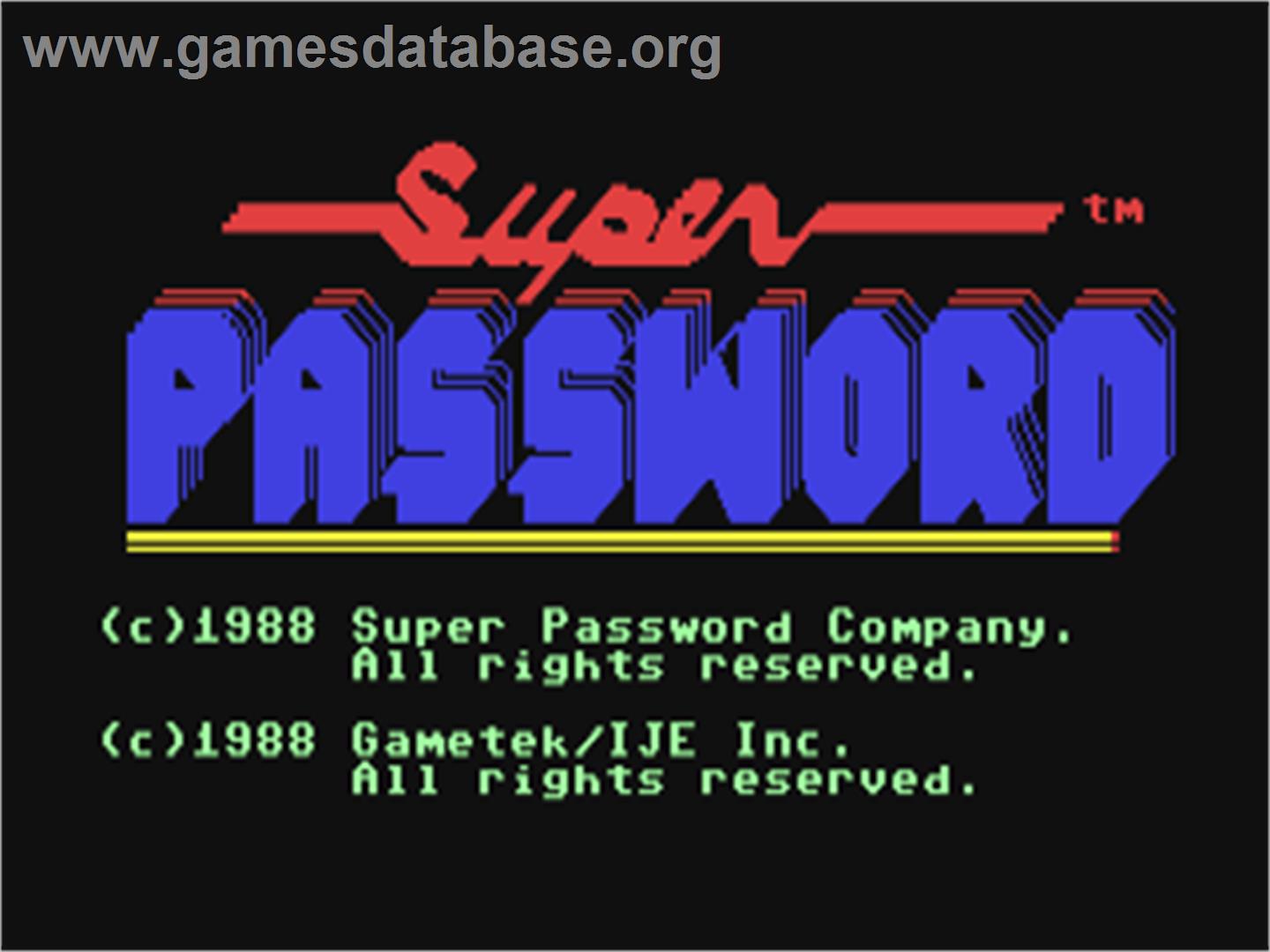 Super Password - Commodore 64 - Artwork - Title Screen