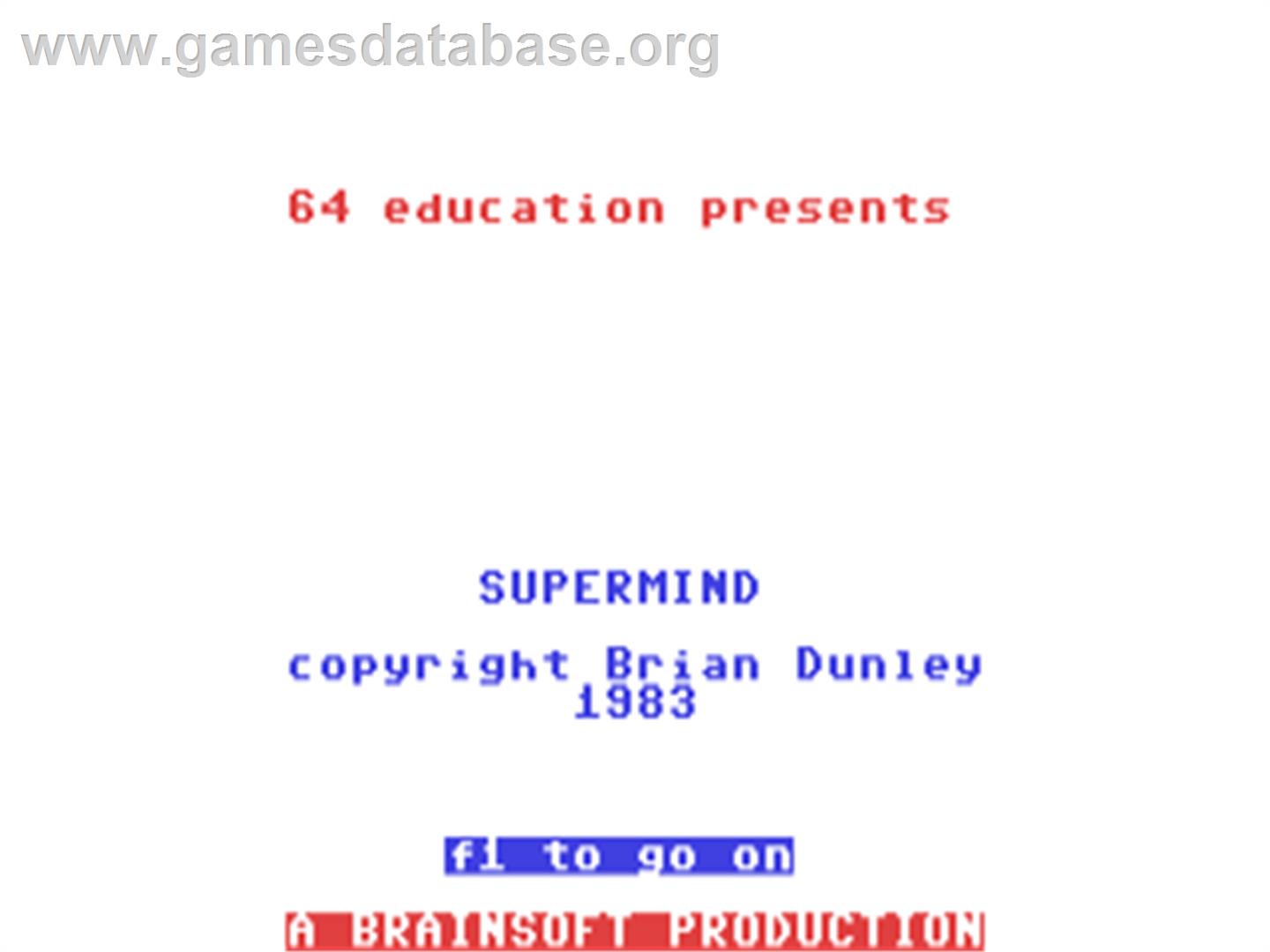 Supermind (Brainsoft) - Commodore 64 - Artwork - Title Screen