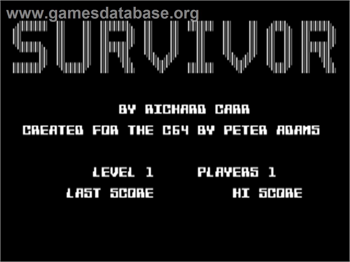 Survivor - Commodore 64 - Artwork - Title Screen