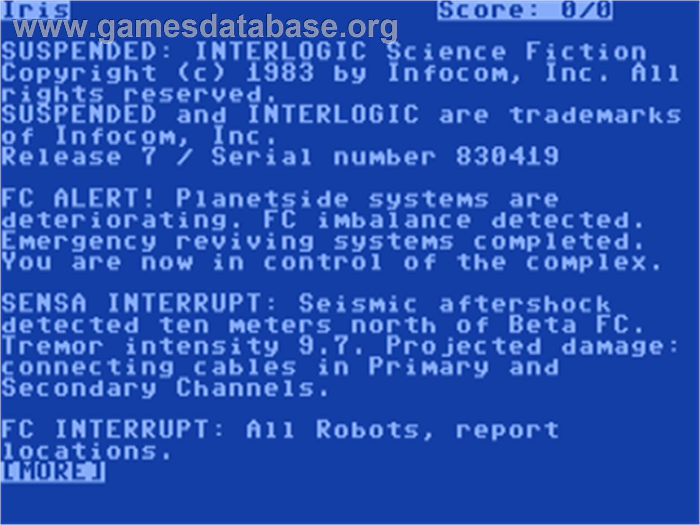 Suspended - Commodore 64 - Artwork - Title Screen