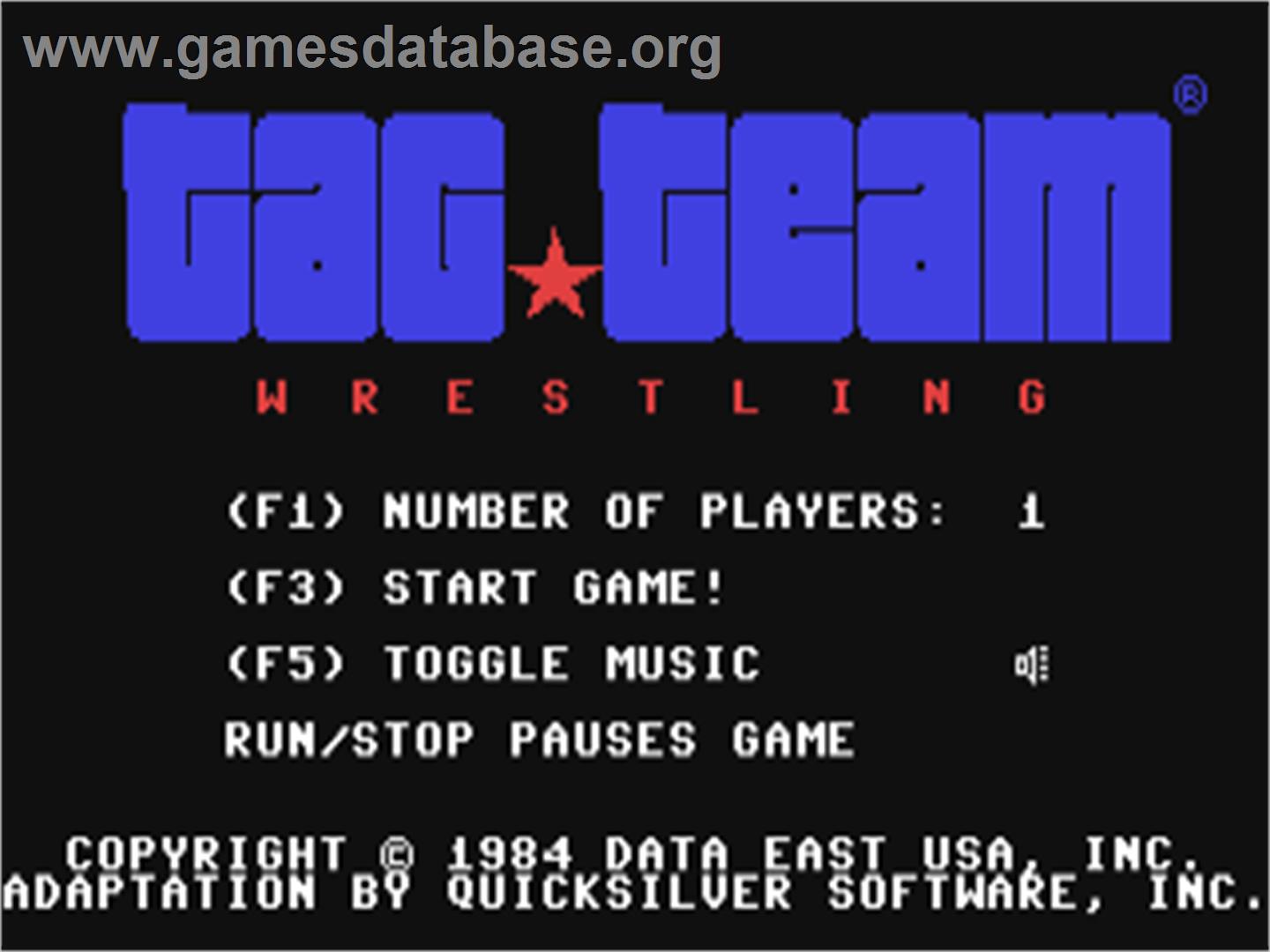 Tag Team Wrestling - Commodore 64 - Artwork - Title Screen