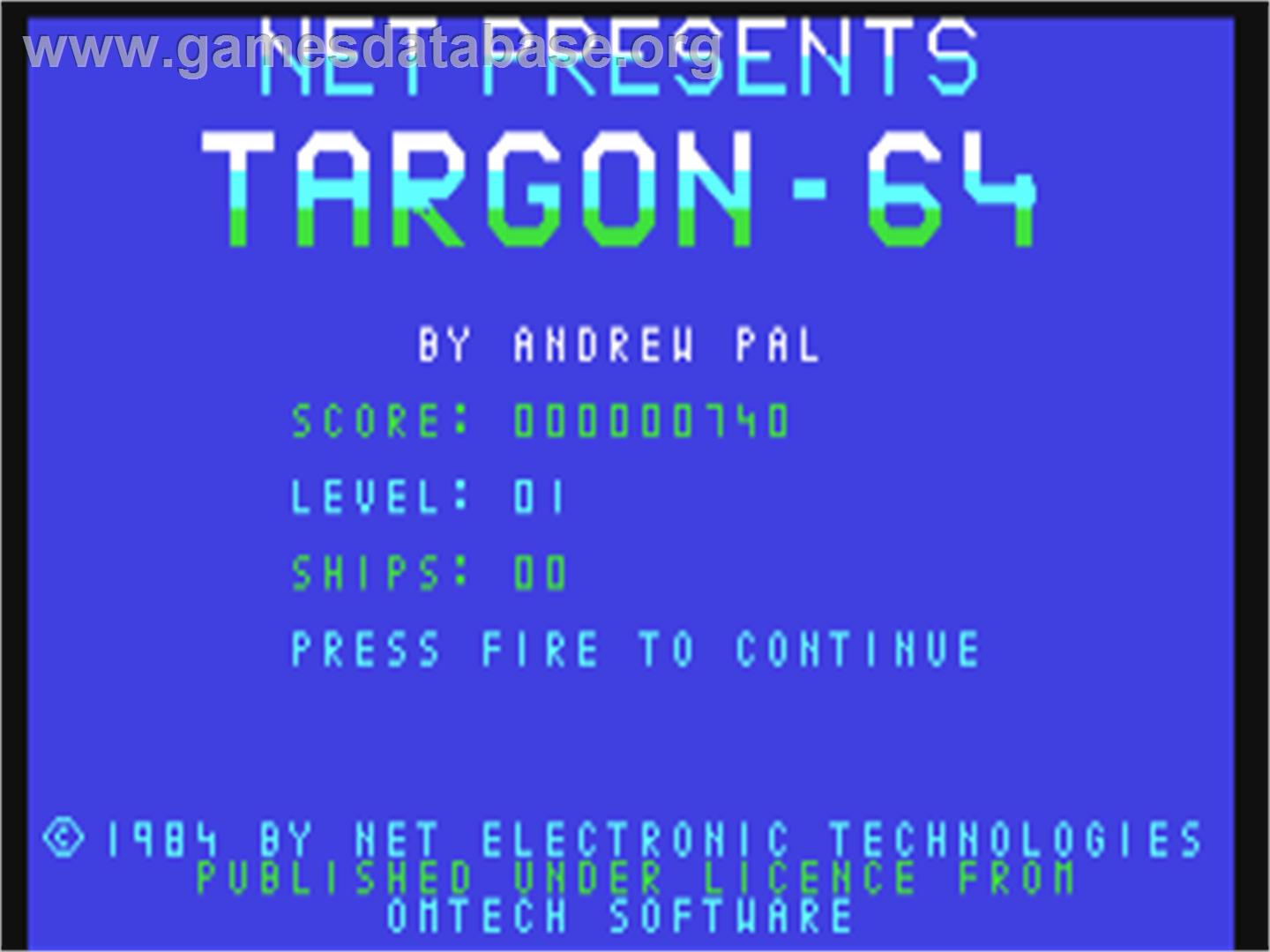 Targon-64 - Commodore 64 - Artwork - Title Screen