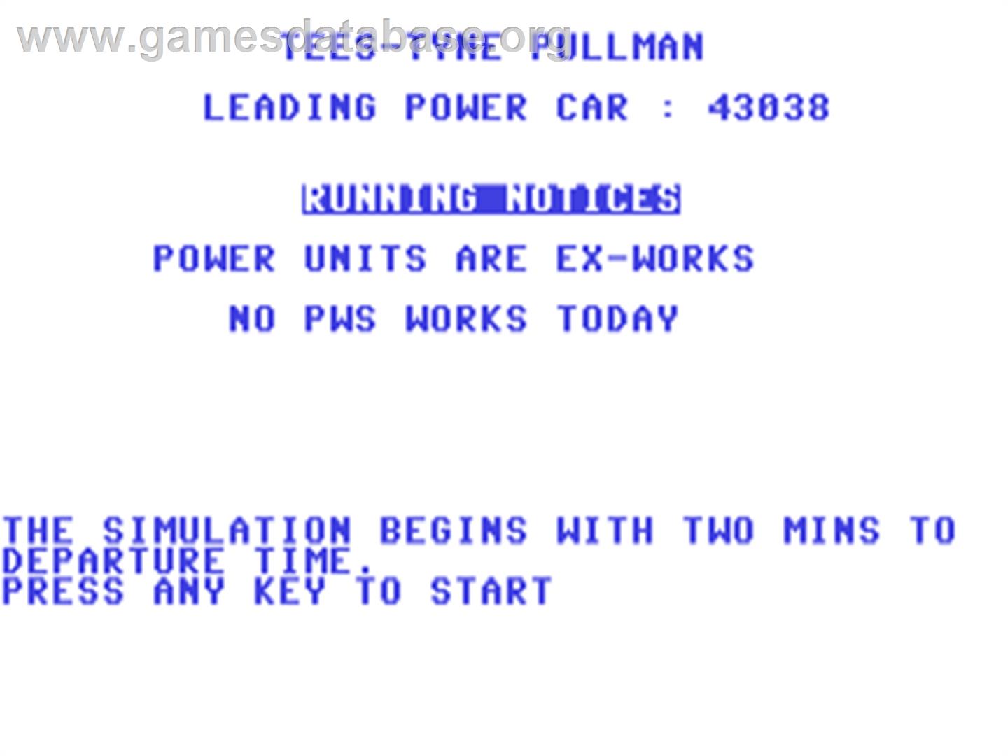 Tees-tyne Pullman - Commodore 64 - Artwork - Title Screen