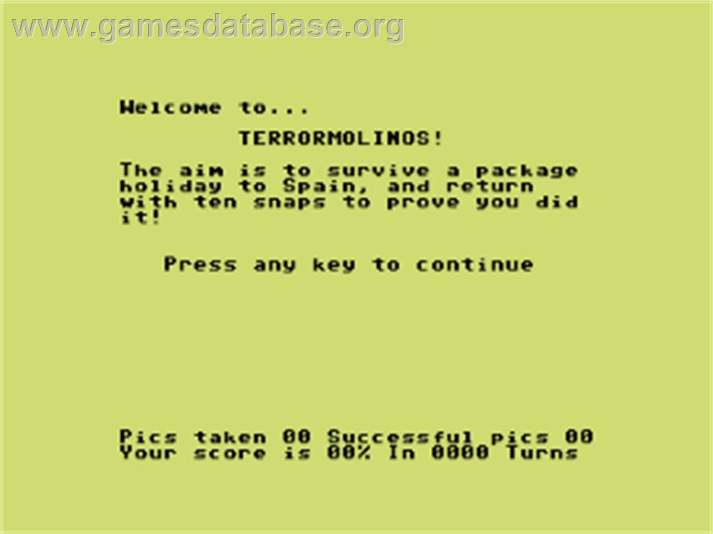 Terrormolinos - Commodore 64 - Artwork - Title Screen