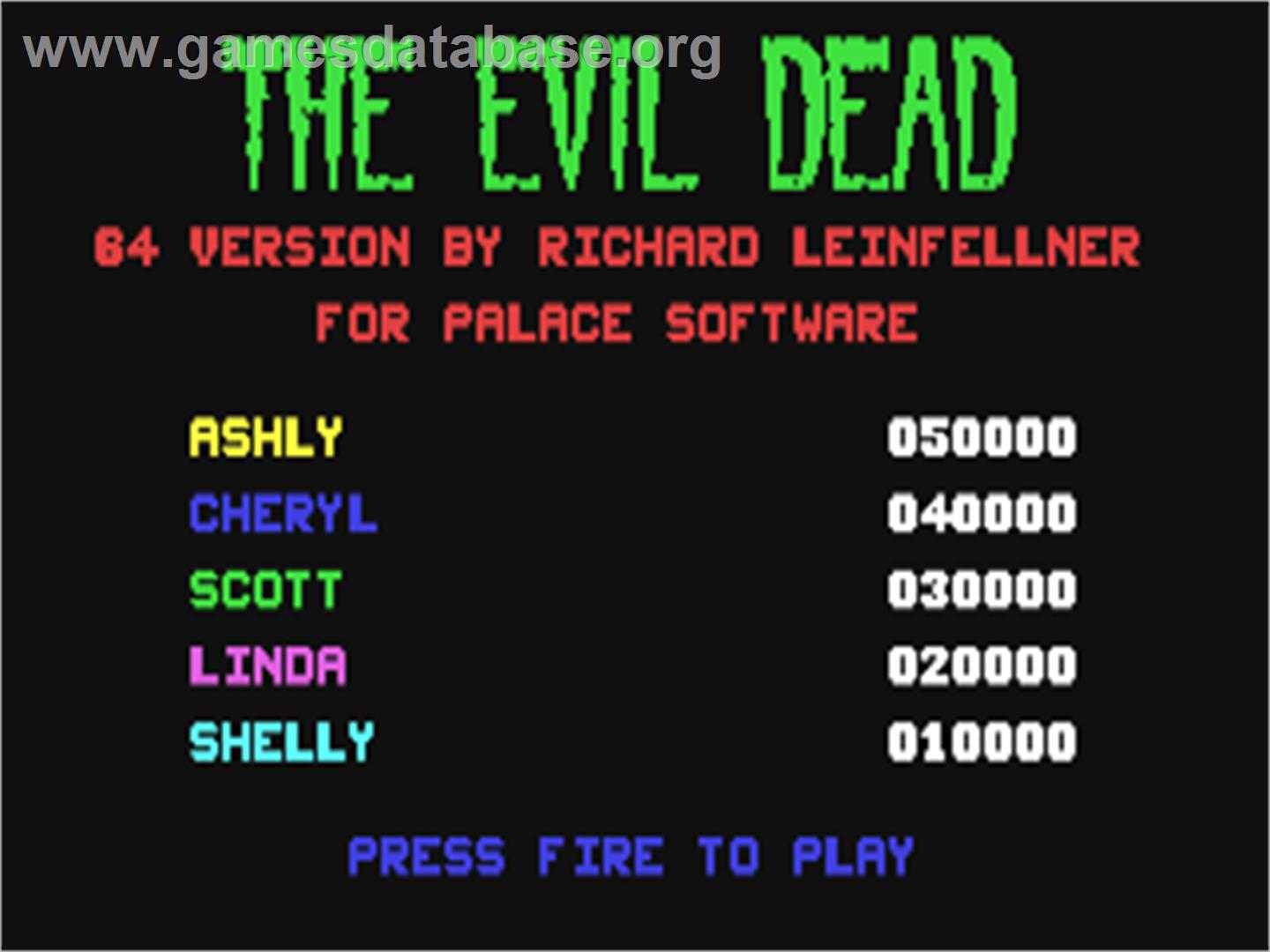 The Evil Dead - Commodore 64 - Artwork - Title Screen