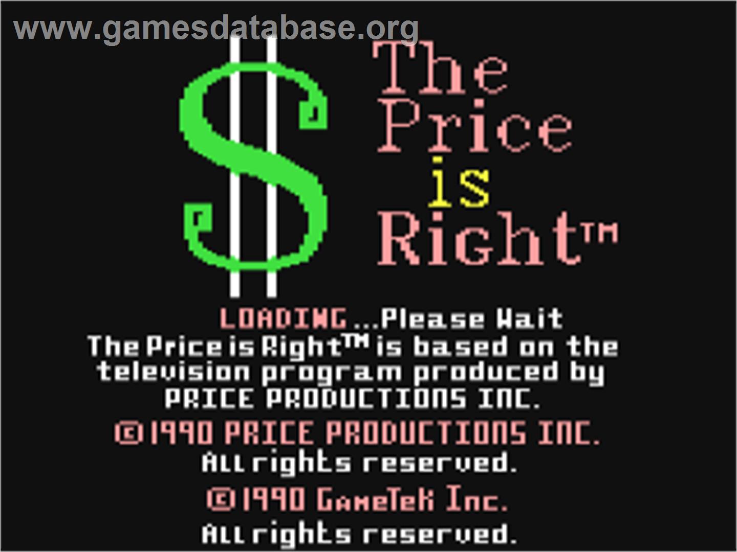 The Price is Right - Commodore 64 - Artwork - Title Screen