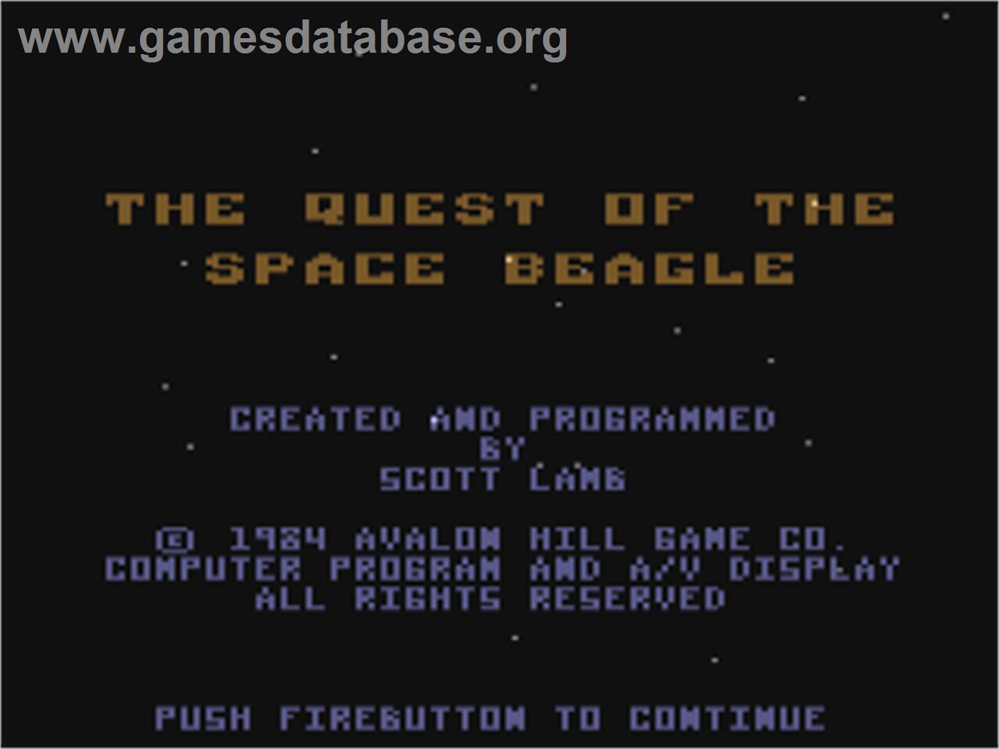 The Quest of the Space Beagle - Commodore 64 - Artwork - Title Screen