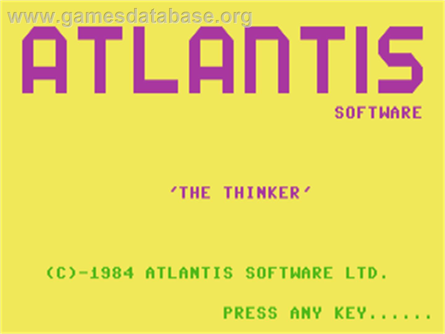 Thinker, The (Atlantis Software) - Commodore 64 - Artwork - Title Screen
