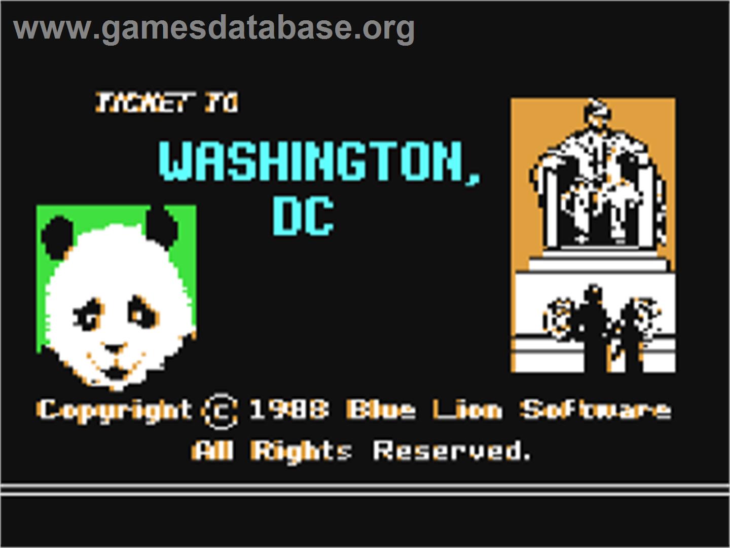 Ticket To Washington, Dc - Commodore 64 - Artwork - Title Screen