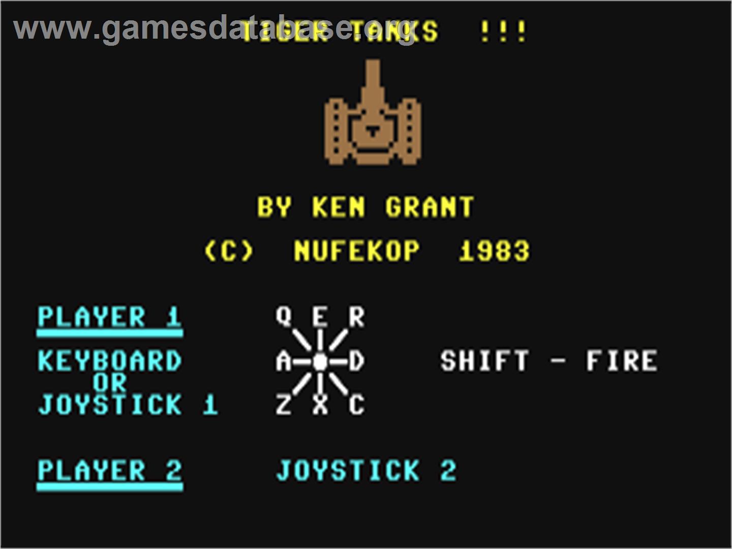 Tiger Tanks (Nüfekop Software) - Commodore 64 - Artwork - Title Screen