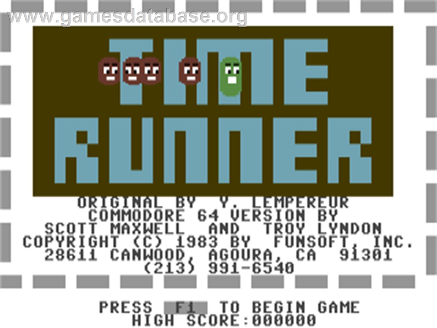 Time Runner (Funsoft) - Commodore 64 - Artwork - Title Screen