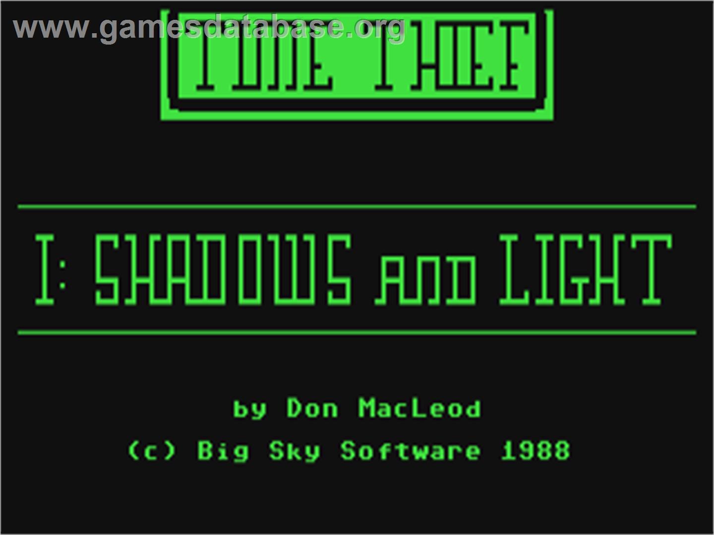 Time Thief - Commodore 64 - Artwork - Title Screen