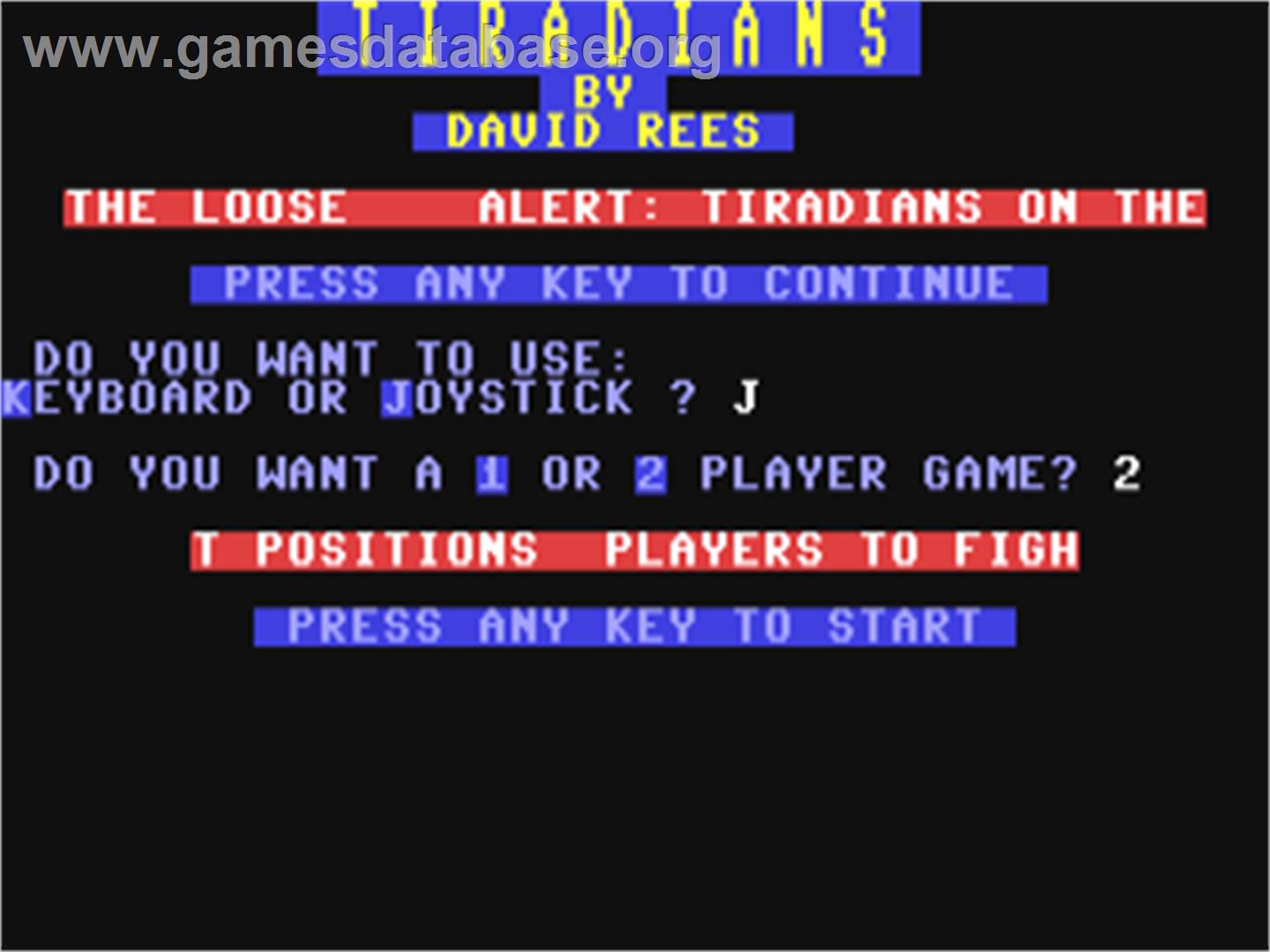 Tiradians - Commodore 64 - Artwork - Title Screen