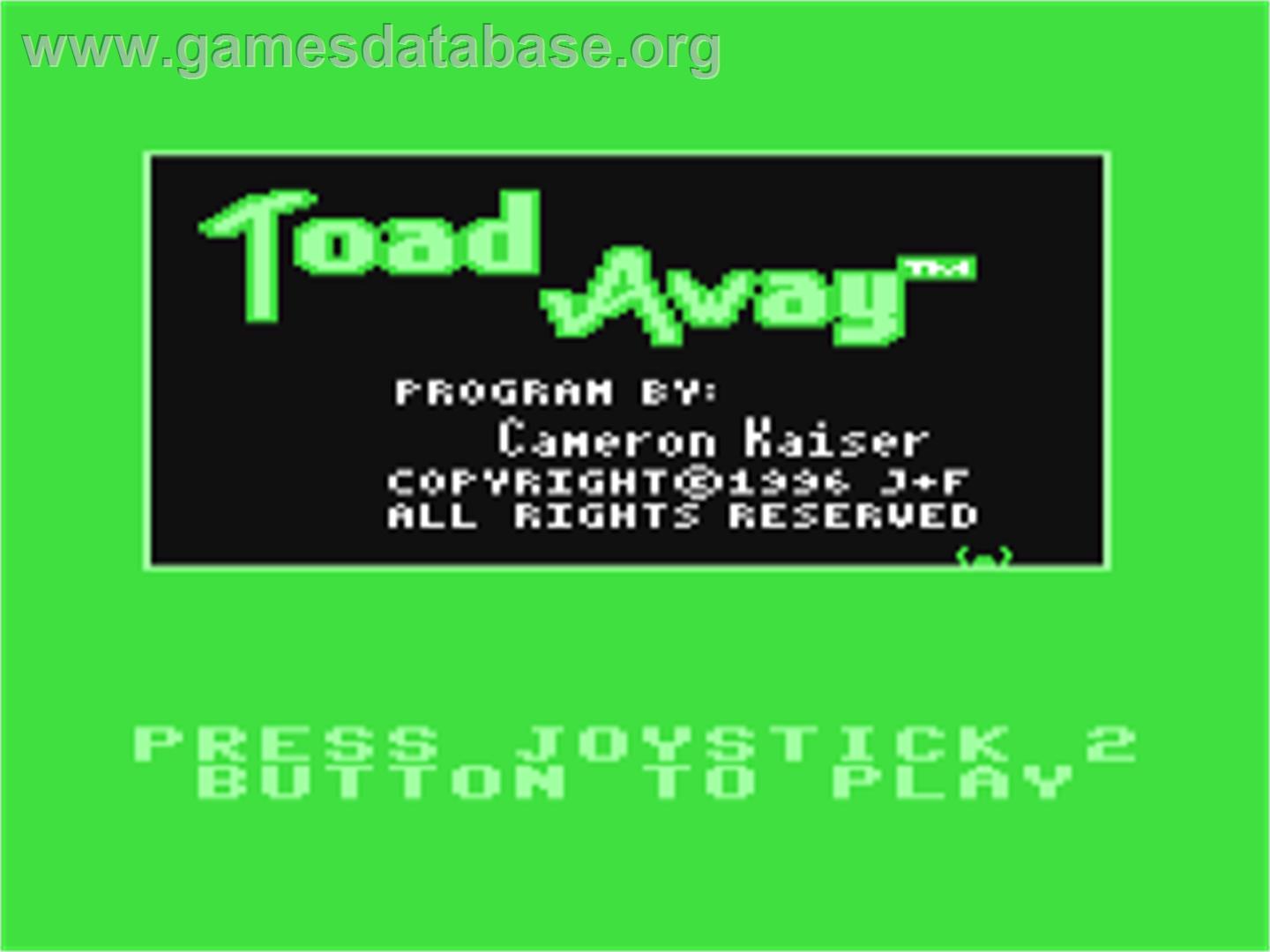 Toad Away - Commodore 64 - Artwork - Title Screen