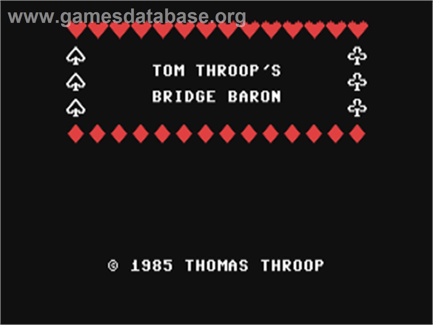 Tom Throop's Bridge Baron - Commodore 64 - Artwork - Title Screen