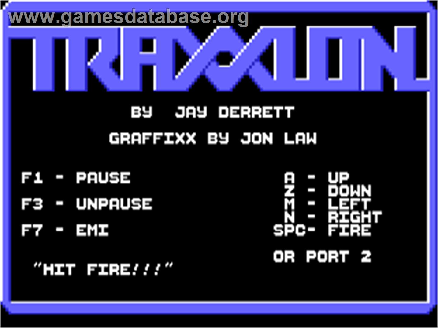 Traxxion - Commodore 64 - Artwork - Title Screen