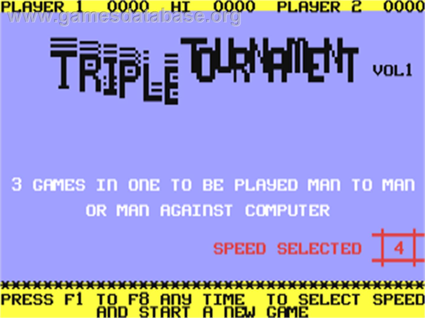 Triple Tournament - Commodore 64 - Artwork - Title Screen