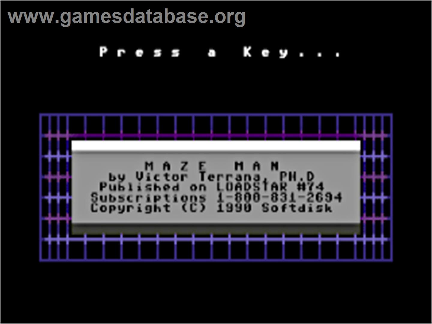 Tsi Maze Man - Commodore 64 - Artwork - Title Screen