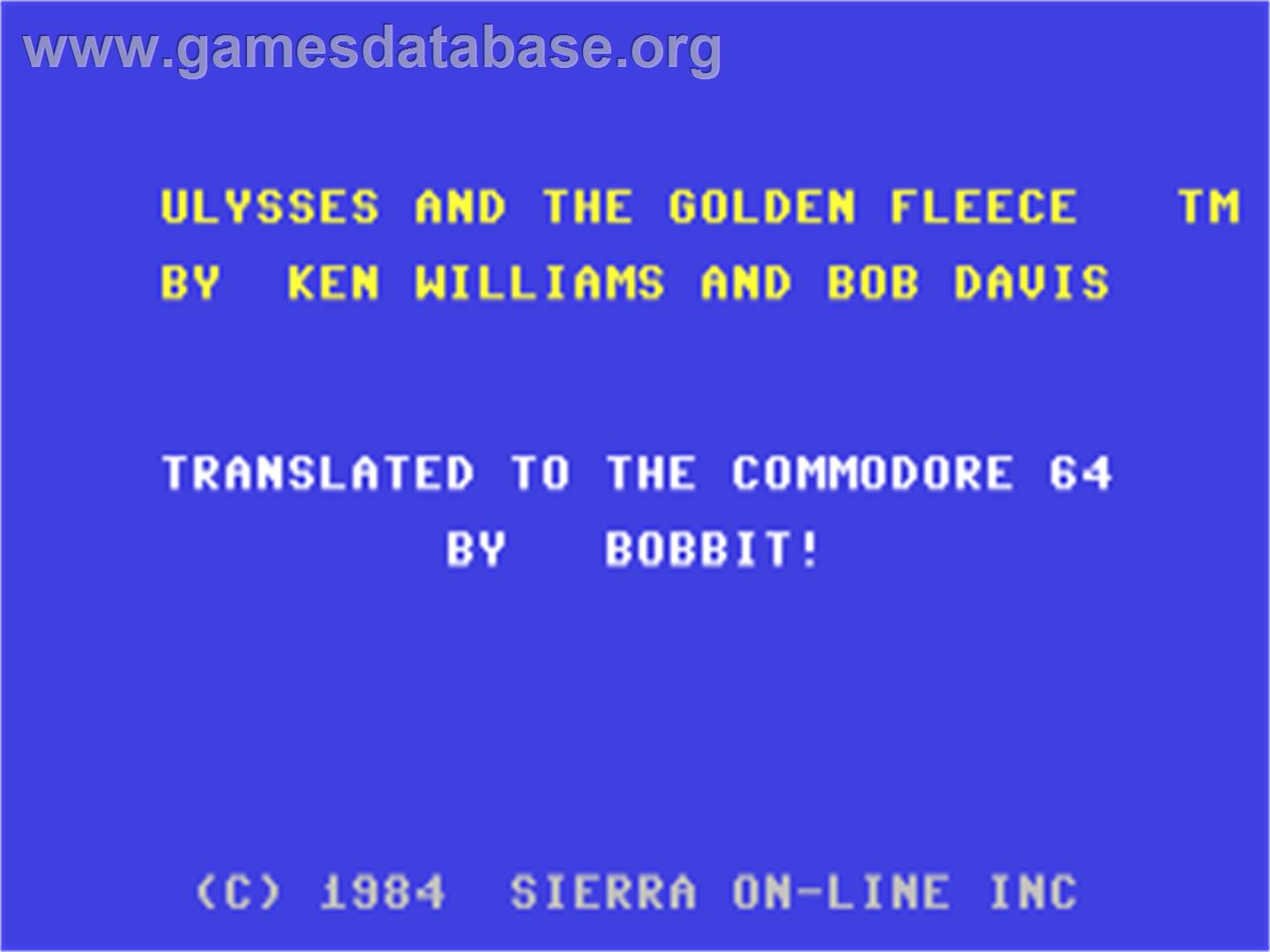 Ulysses and the Golden Fleece - Commodore 64 - Artwork - Title Screen