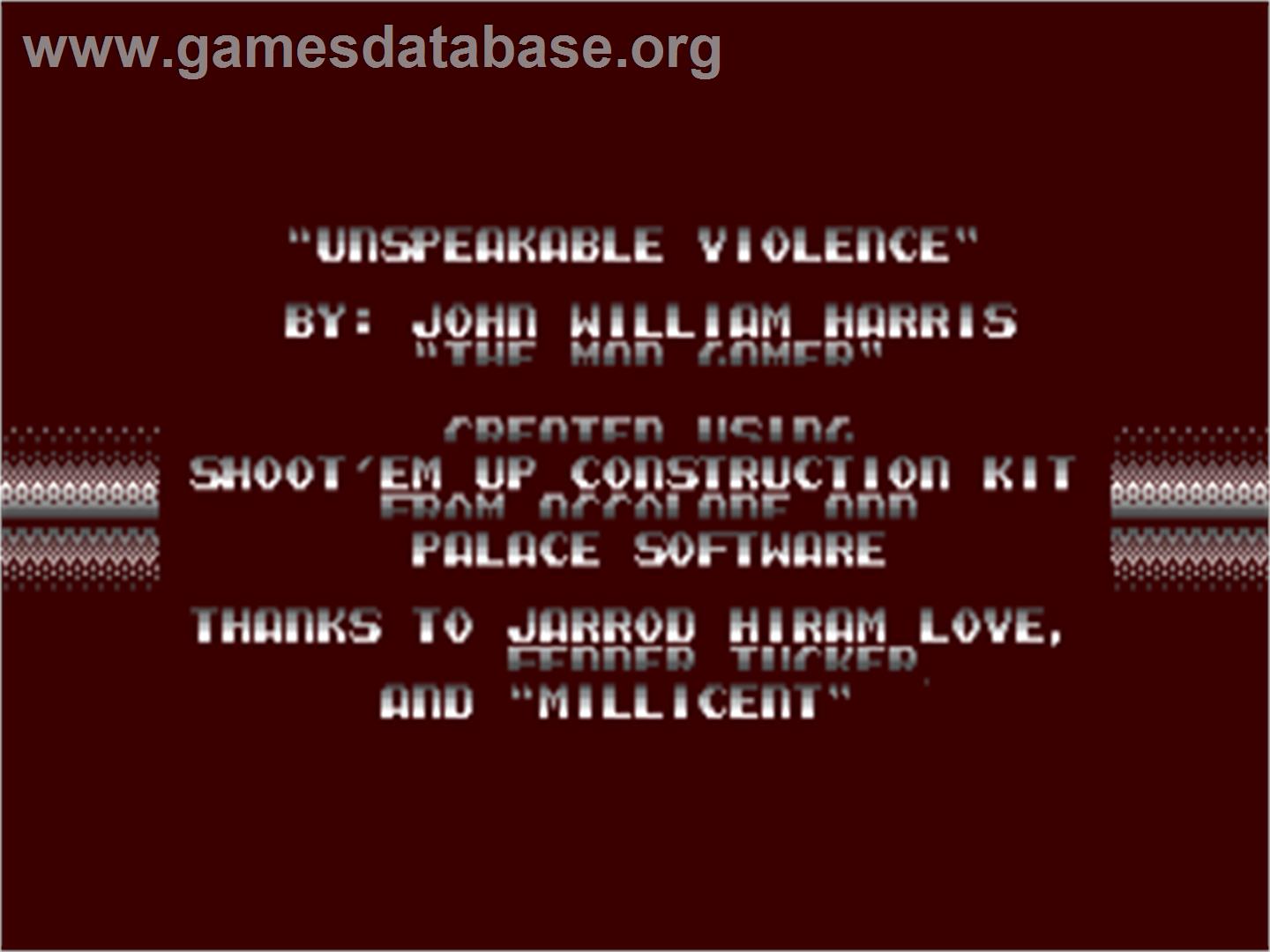 Unspeakable Violence - Commodore 64 - Artwork - Title Screen