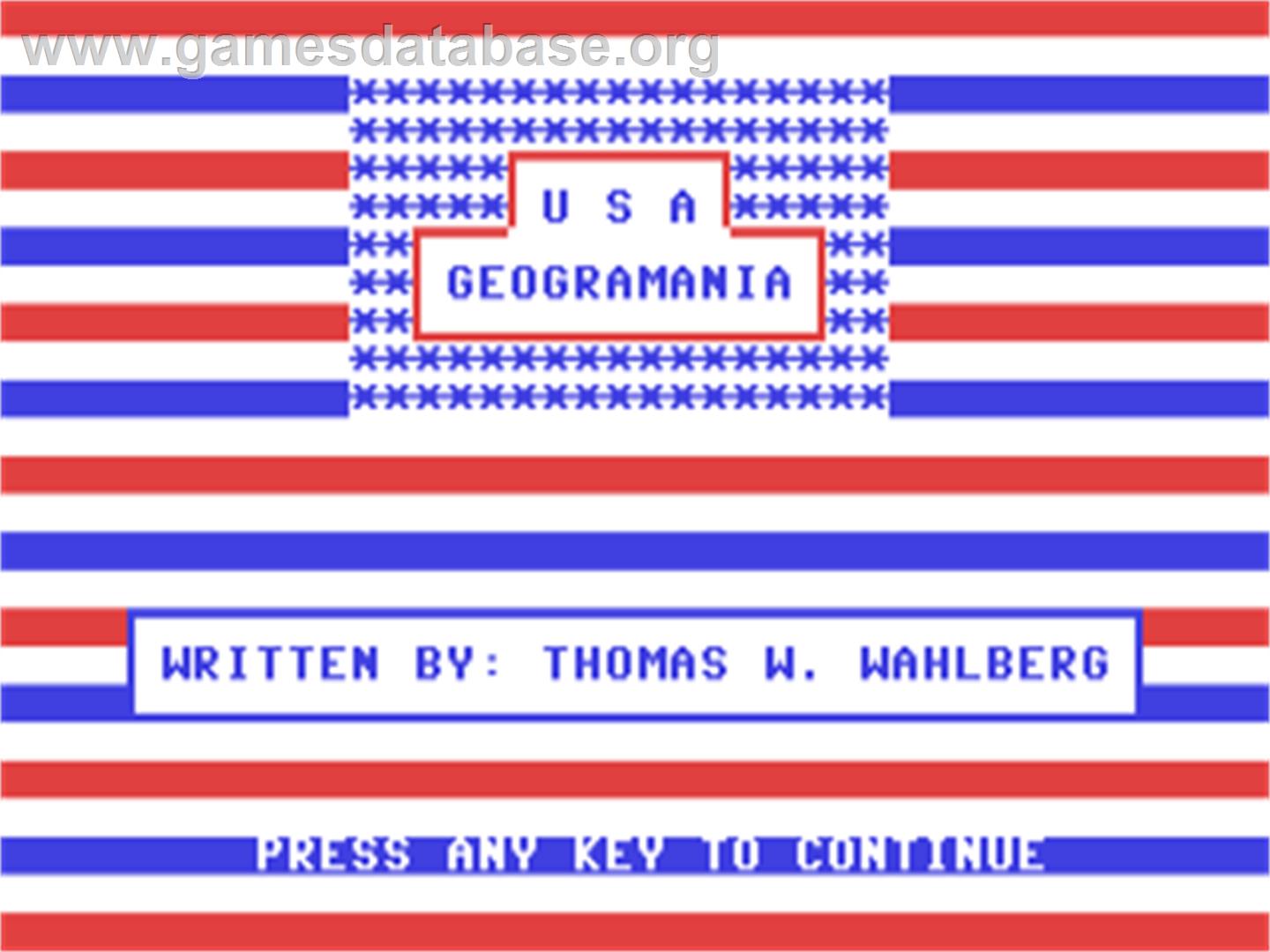 Usa Geogramania - Commodore 64 - Artwork - Title Screen